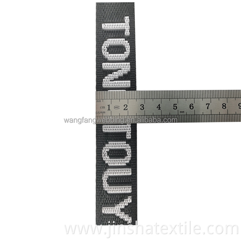 2.5cm 3.2cm jacquard webbing with letters for customized clothes, shoes, bags and bags available patterned webbing